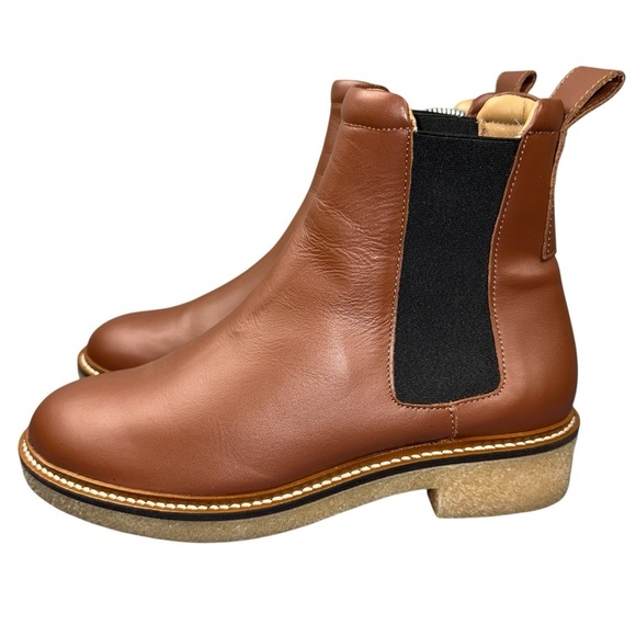 Everlane Shoes The Chelsea Womens 7 Brown Tobacco Round Toe Leather Upper Boot - Picture 1 of 10
